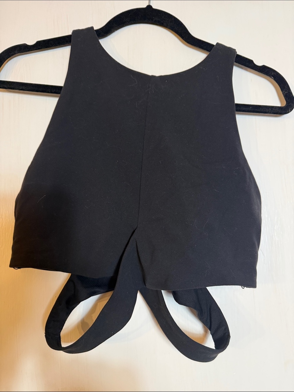 Athleta Black Cropped Halter Top with Back Tie Detail